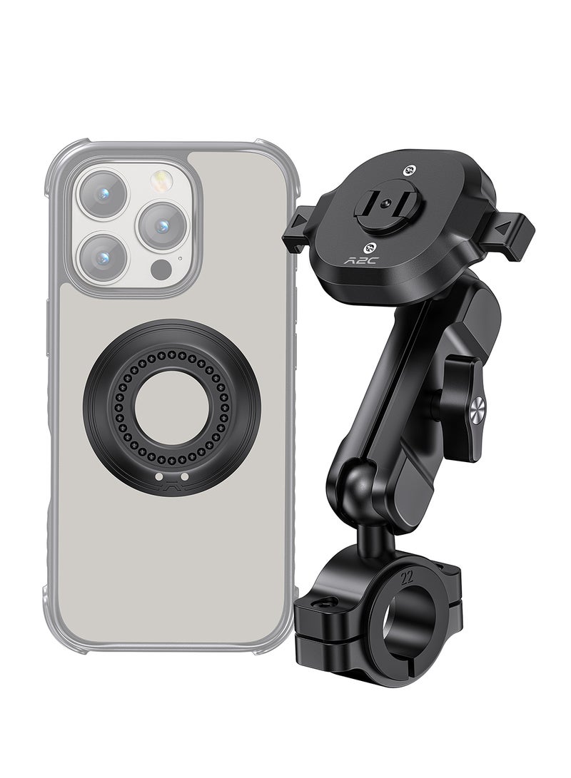 A2C One Lock System Motorcycle Phone Mount with MagSafe Phone Case, 1S Lock & Release Motorcycle Handlebar Phone Holder for iPhone 15 Pro Max Only - Image 1